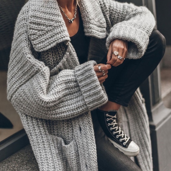 (NWT) Dramatic Collar Knitted Long Maxi Cardigan - Picture 5 of 10